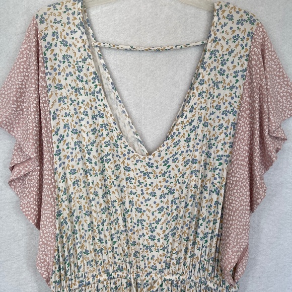 Stitchdrop Cottage Bloom Flutter Sleeve V neck Mini Dress Floral - Picture 2 of 11